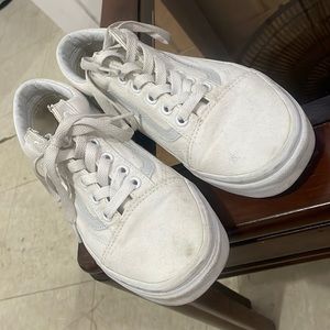 All white canva vans